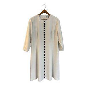 Honey P Plus Size 22 White Shift Dress Satin Buttons 3/4 Sleeve